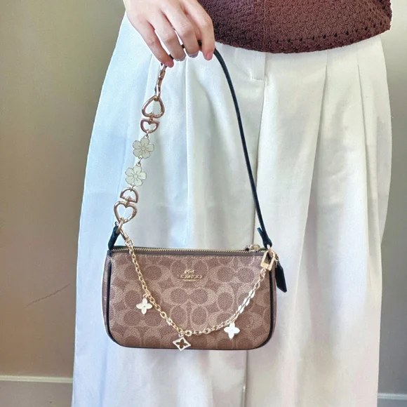 NWT Coach Nolita 19 In Signature Canvas Gold/Tan/Black Plus Extended Chain - Picture 2 of 10